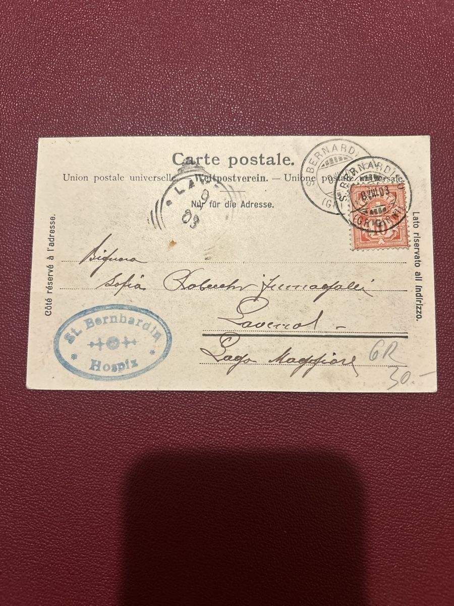 Cartoline postali: San Bernardino 1903 – Usato da Breganzona venduto da Milesbo 1