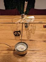 Drehendes Eulen Windlicht, Kerzenhalter