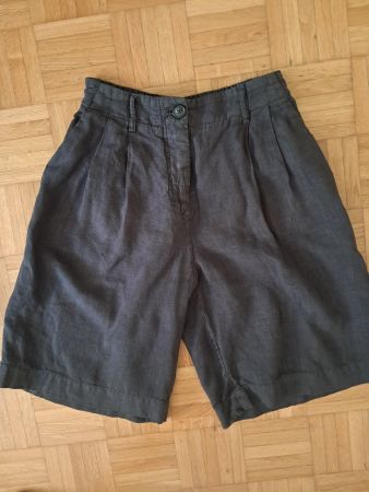 Massimo Dutti Bermuda Linen Shorts, dunkel Braun, Gr. 34