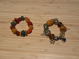 Lot of 2 beaded bracelets, multicolor, decorative