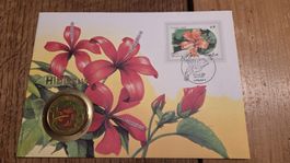 1997 FDC Münzbrief Kuba 1 Pesos Hibiscus