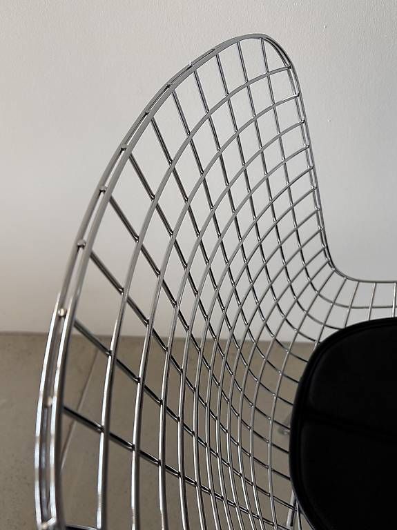 Sedie: Designer Wire Chair mit Echtlederkissen – Nuovo e nell'imballaggio originale da Münchenstein venduto da AndreHaus 4