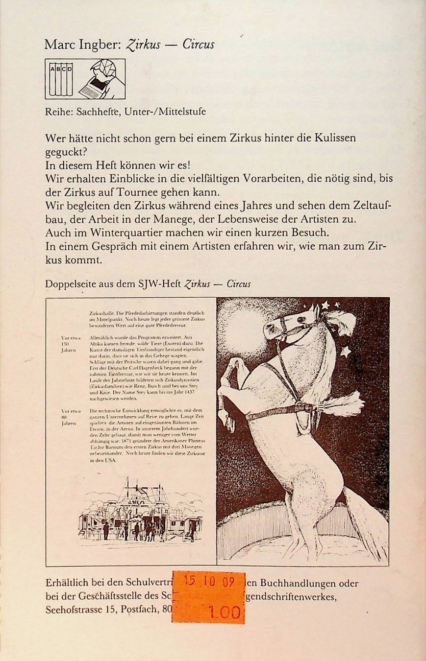 Bücher: SJW 1684 Marc Ingber Zirkus EA 1984 – Gebraucht aus Reitnau von Zaomir 7