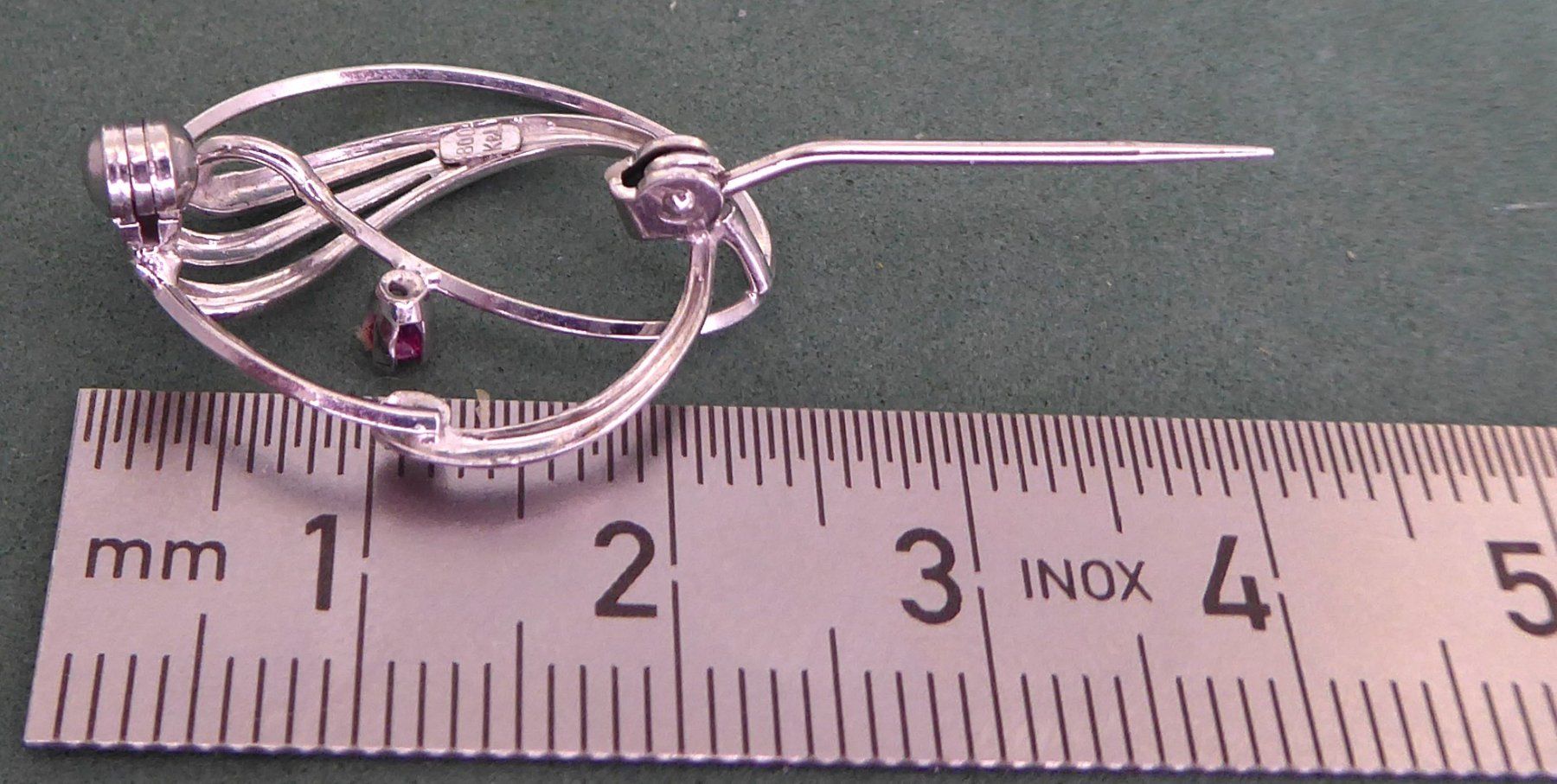 Spille & Fermagli: Brosche 800 Silber mit echtem Spinell Stein, um 1975 – Usato da Muri AG venduto da silvermouse007 3