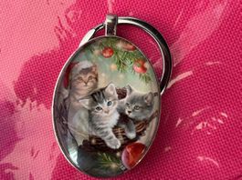 Süsser Katzen Weihnachten Schlüsselanhänger, neuwertig!