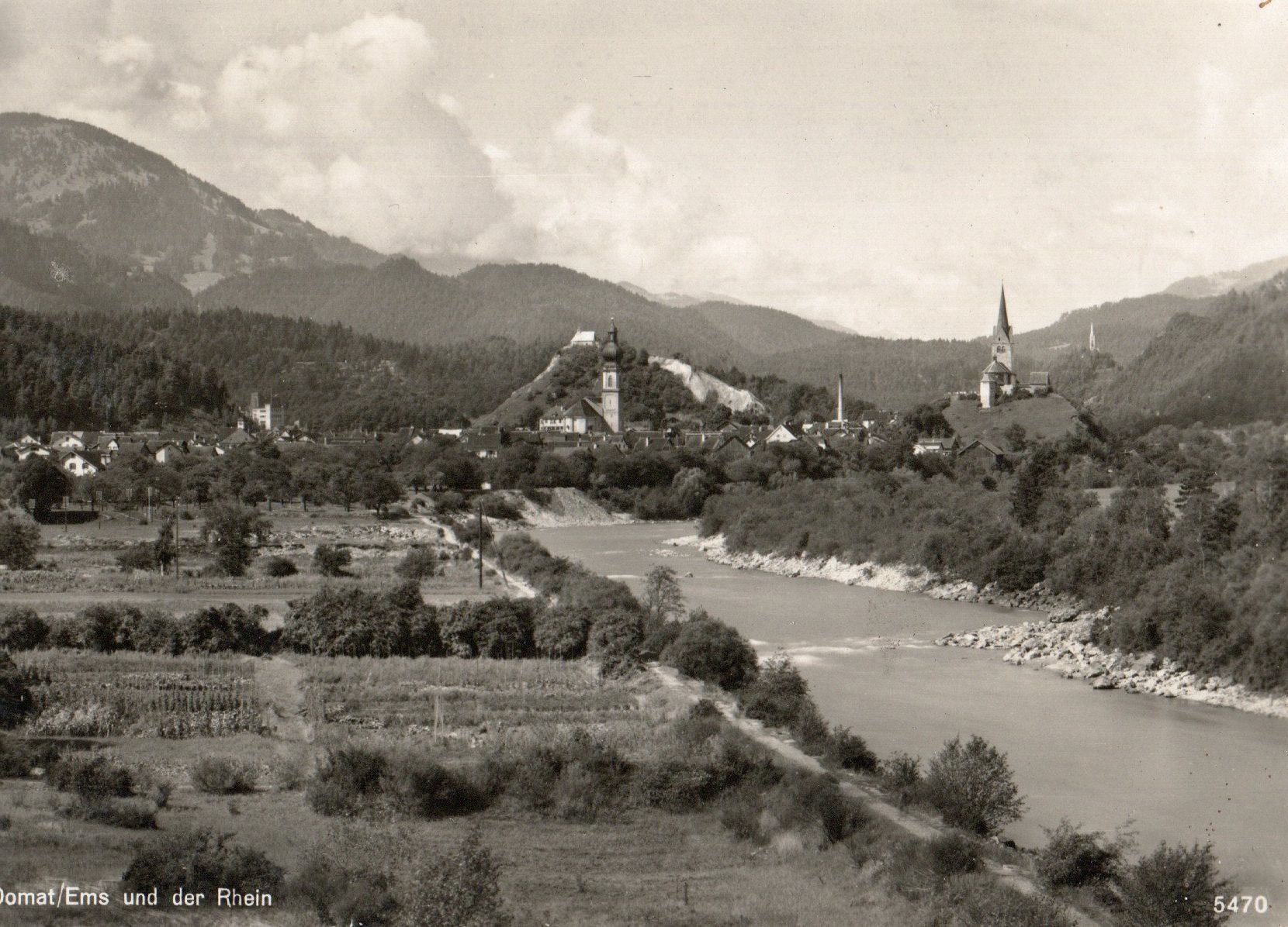 Cartoline postali: Domat Ems und der Rhein – Usato da Melano venduto da pisonsdro