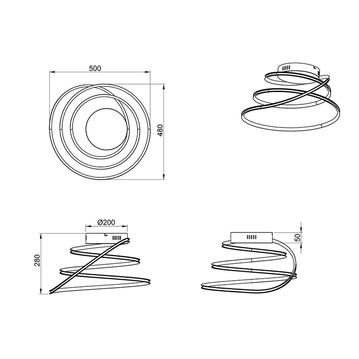 Lampadari & plafoniere: LED Deckenleuchte, 50 cm x 48 cm, Chrom  – Nuovo (secondo la descrizione) da Kreuzlingen venduto da Smart-Light 2