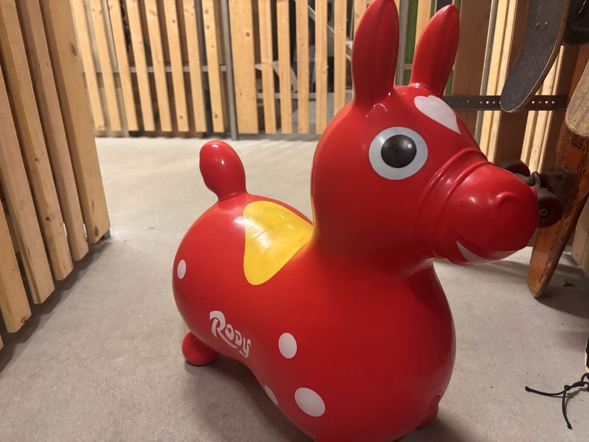 Giocattoli: Rody Hüpfpferd rot mit gelber Sattelfläche – Usato da Zürich venduto da vendotodito 1
