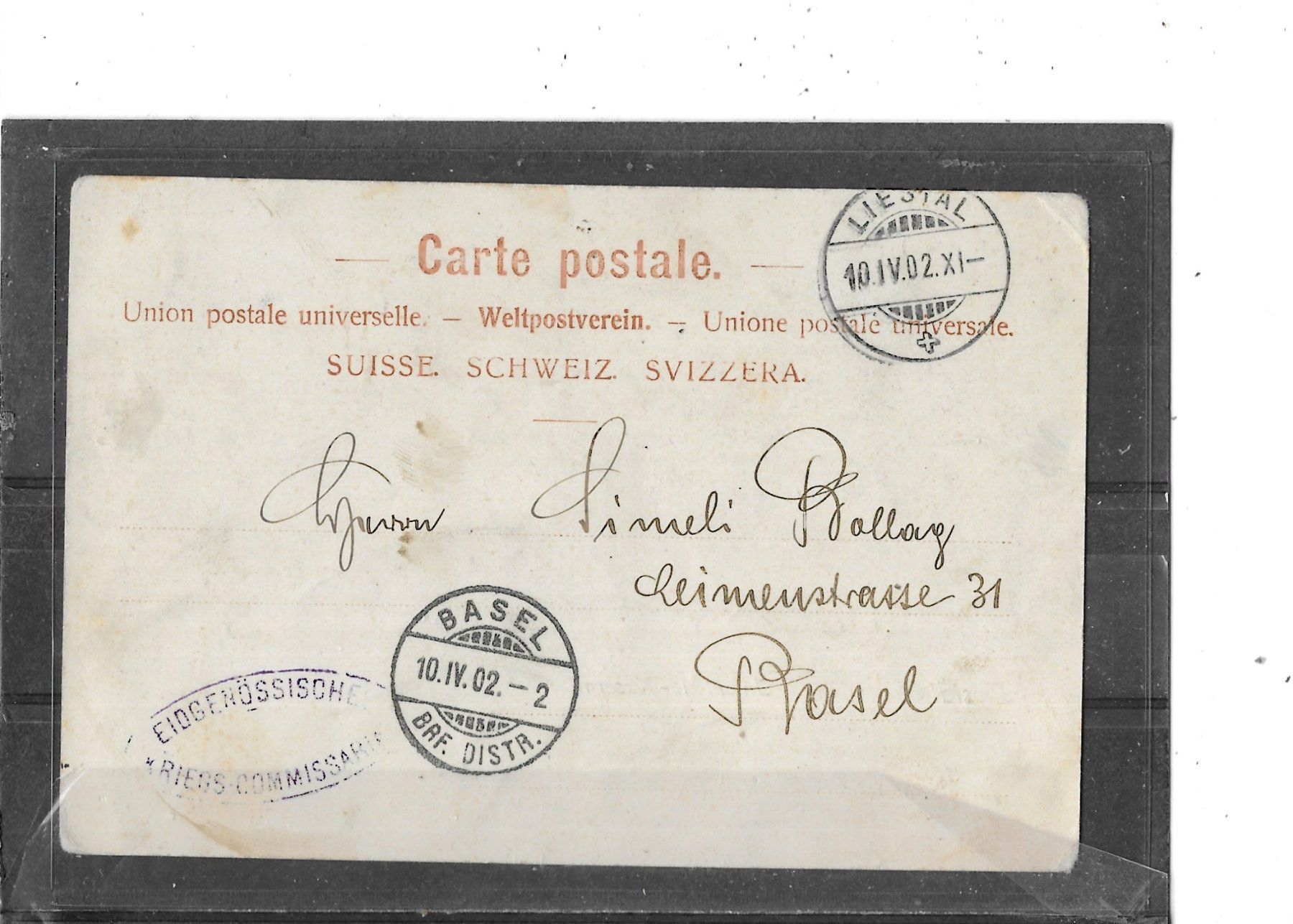 Cartoline postali: BL Liestal 1902 Infanterie-Kaserne – Usato da Schocherswil venduto da Wilare 1