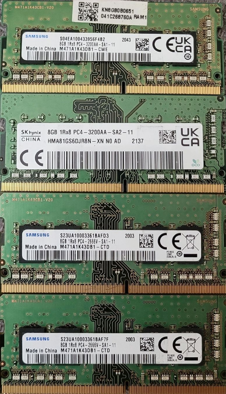 Samsung Memory / RAM: 4x 8GB RAM DDR4 PC4-2666V / PC4-3200AA Module. – Gebraucht aus Zürich von Gulbi1919
