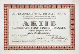 Alhambra-Theater AG Bern, Basel - 1928