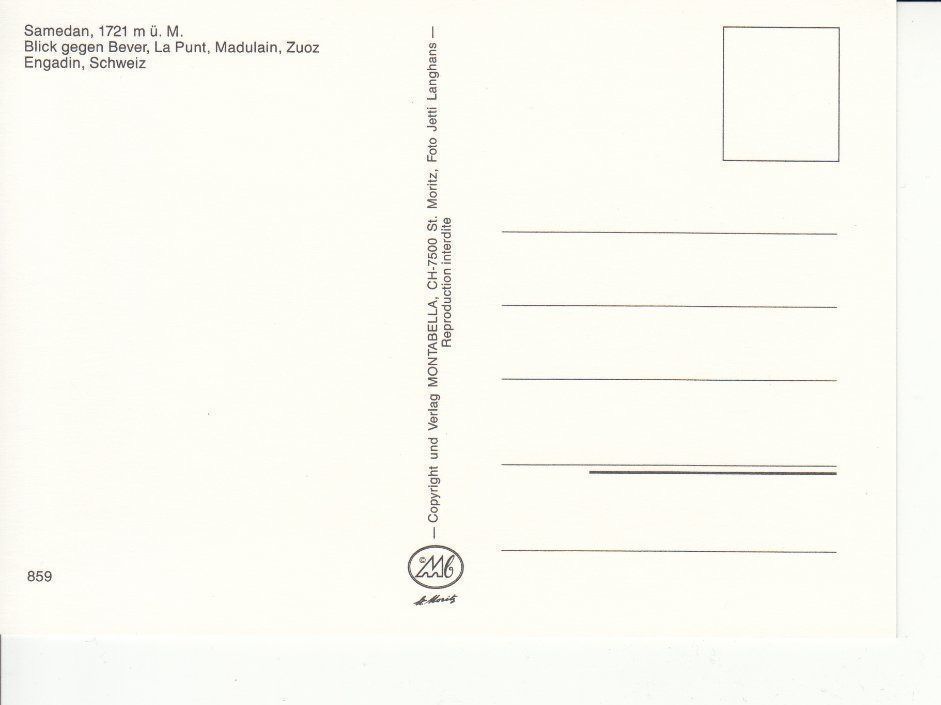 Cartoline postali: Samedan um 1995 – Usato da Bürglen TG venduto da StampGraf 1