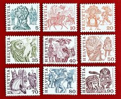 VOLKSBRÄUCHE COUTUMES POP. SATZ 594 - 602 1977** POSTFRISCH