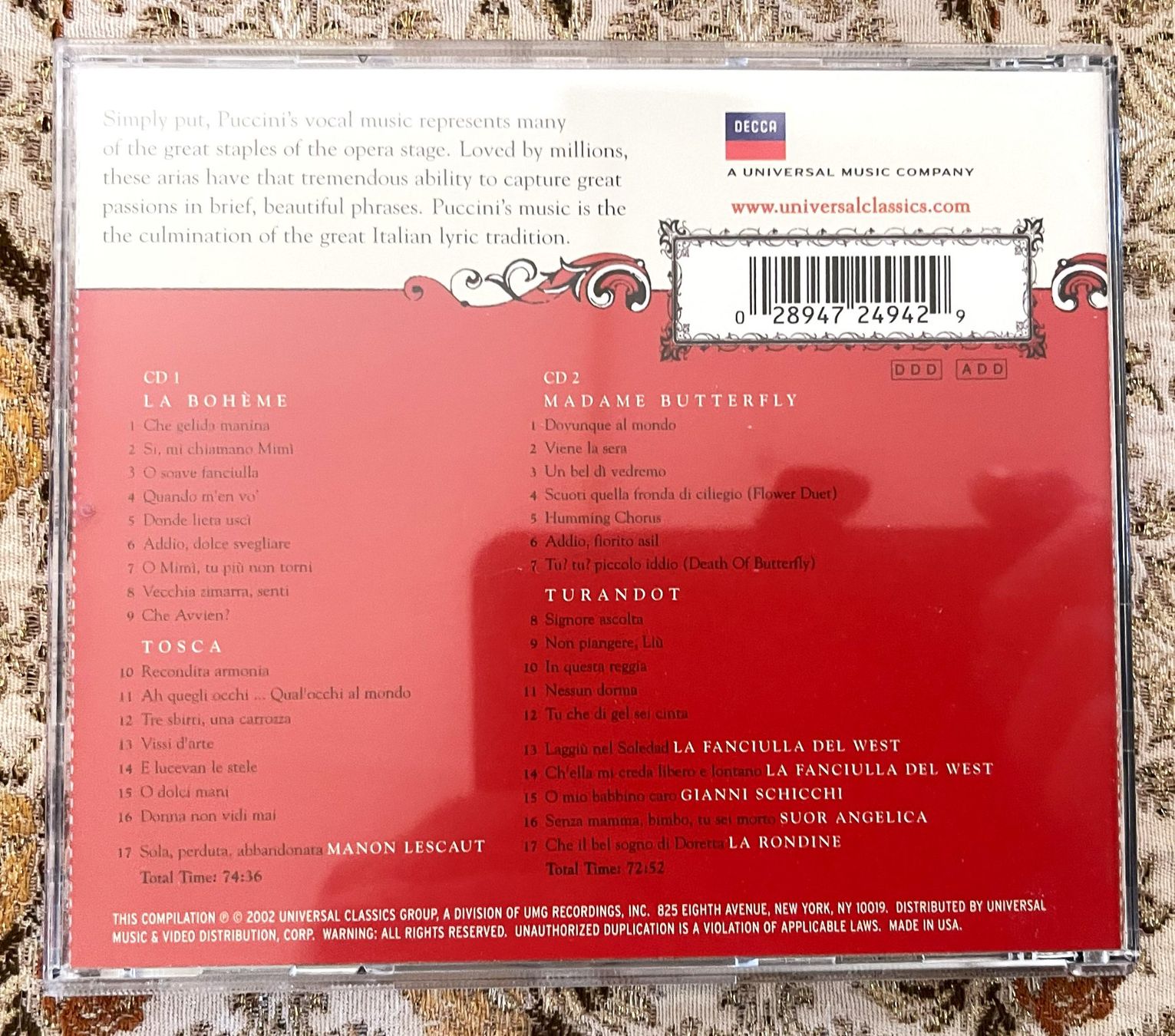CD: THE VOICE OF PUCCINI CD – Usato da Oftringen venduto da Vucki 1
