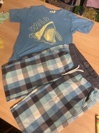 Sommer Set, Sfera T-Shirt Hai + C&A Shorts, Gr. 134