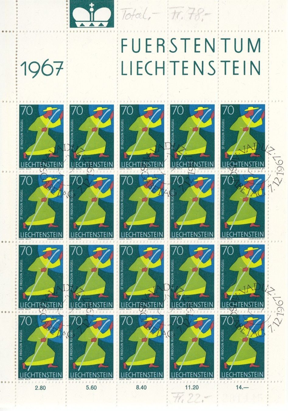 Tutti i francobolli: LBK 422 - 430 Bogen mit ET – Usato da Bürglen TG venduto da StampGraf 6