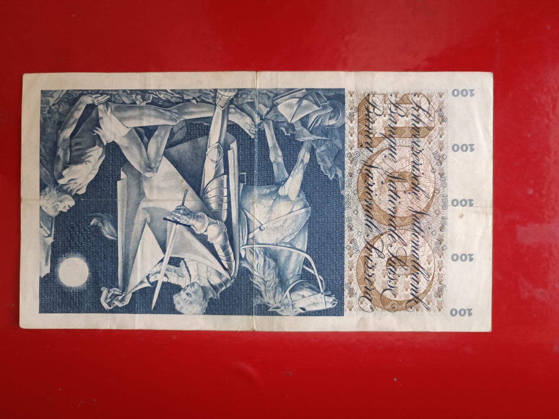 Banconote: Alte 100.- Fr. CH Note TYP ST. Martin  02.01 .1965 gebraucht – Usato da Glis venduto da MYS-Wallis2020 5