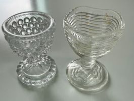 2 antike Eierbecher Pressglas, 19. Jh.