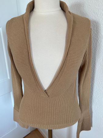 NEXOS Damen Pullover, 50% Wolle, in Gr. S, Hellbraun, NEU
