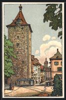 Schaffhausen, Strassenbahn am Turm in de