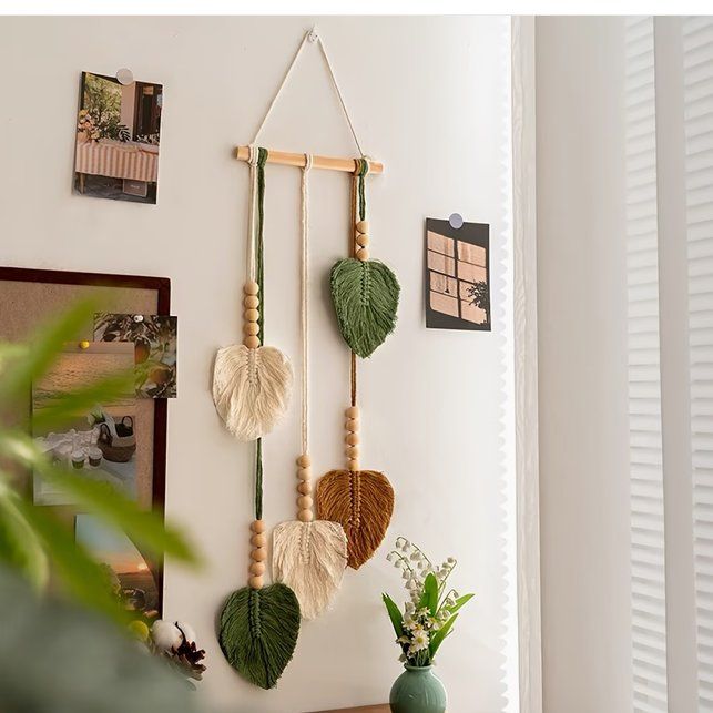 Tutte le decorazioni: Wanddeko Makramee | "Boho-Blätter" | 3-farbig – Nuovo e nell'imballaggio originale da Frenkendorf venduto da Hafen_Ecke_CH 1