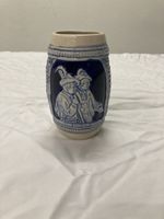 Bierkrug Steingut blau Jagdmotiv H: 12cm Neu