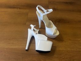 Pleaser Adore Platform Heels Weiß Glänzend Gr 37 Neu