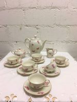 Kaffe Set Elfenbein mit Schmetelringe