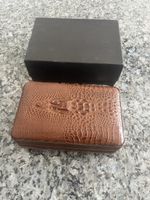 Étui à cigares en cuir marron avec crocodile relief nouveau