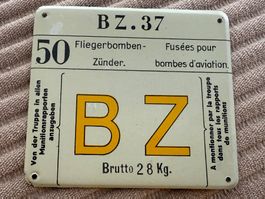 MUN Schild: Bombenzünder 37 (BZ37) - Schweizer Luftwaffe