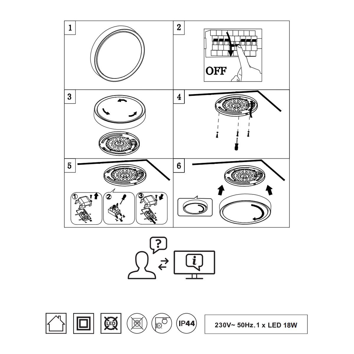 Lampadari & plafoniere: LED Deckenleuchte, Chrom, 33 cm Ø, IP44 – Nuovo (secondo la descrizione) da Kreuzlingen venduto da Smart-Light 3