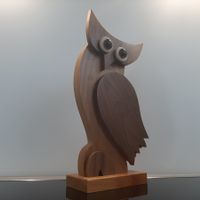Vintage Holzfigur Eule Dekofigur Eulenfigur aus Holz 27,8 cm