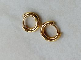 2 Creolen Ohrhänger Silber 925, vergoldet 1,3gStk. D:15mm