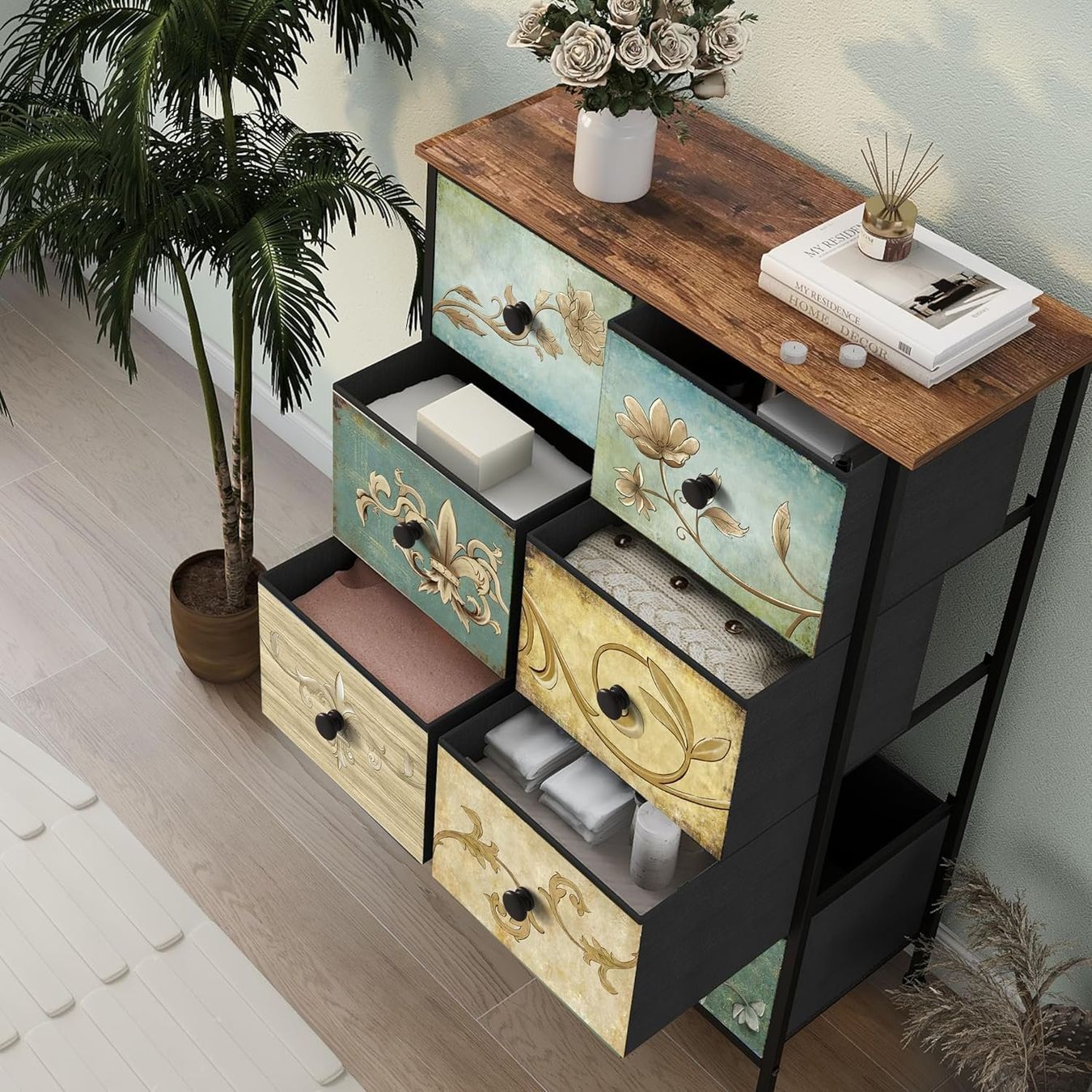 Cassettiere: Kommode mit 8 Stoffschubladen, böhmische Kommode, Vintage – Nuovo e nell'imballaggio originale da Affoltern am Albis venduto da scrapbooking 3