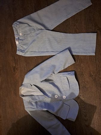 Sommer-Anzug Kinder Gr. 98, gestreift, Sakko + Hose 44 