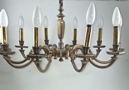 Antiker Messing-Kronleuchter, 10-flammig – ca. 1930