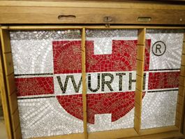 Wurth Mosaik Bild Logo Handarbeit Holzrahmen gebraucht