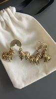 Orecchini vintage con cavalli e arcobaleno color oro
