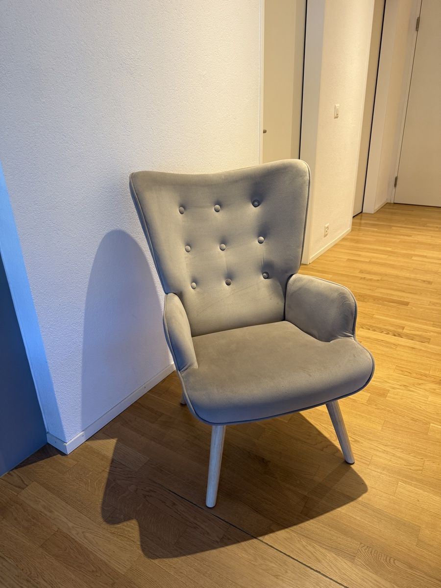 Poltrone: Sessel Samt hellgrau guter Zustand – Nuovo (secondo la descrizione) da Visp venduto da dar_97k8