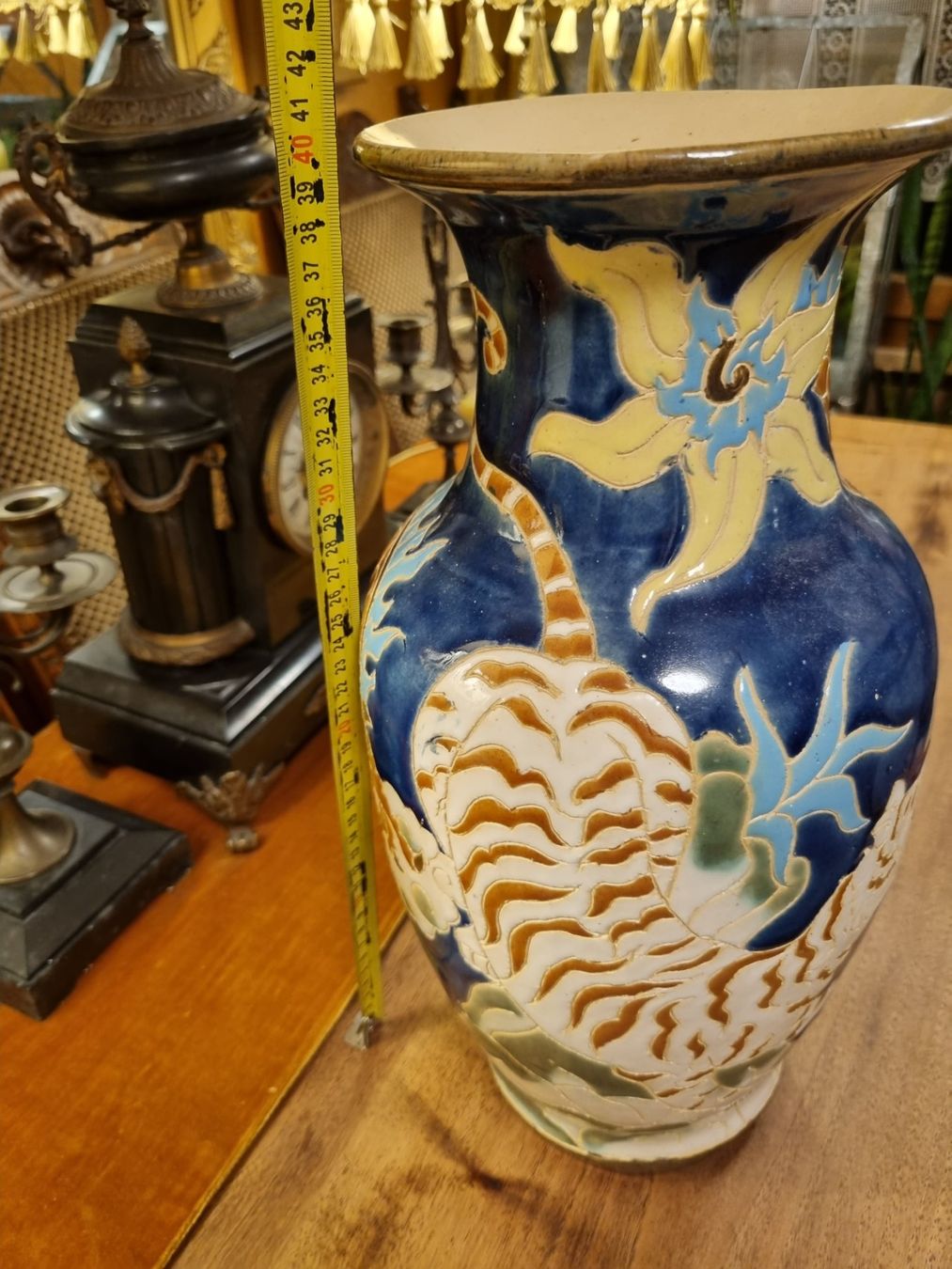 Vasi & Recipienti: Große Keramikvase Drache & Tiger blau, ca. 40 cm – Usato da Scharnachtal venduto da devin03 3