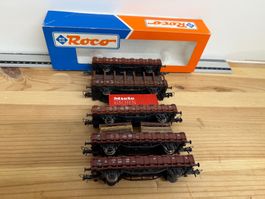 Spur H0 DC 5er Set Roco Rungen- Flachwagen DB