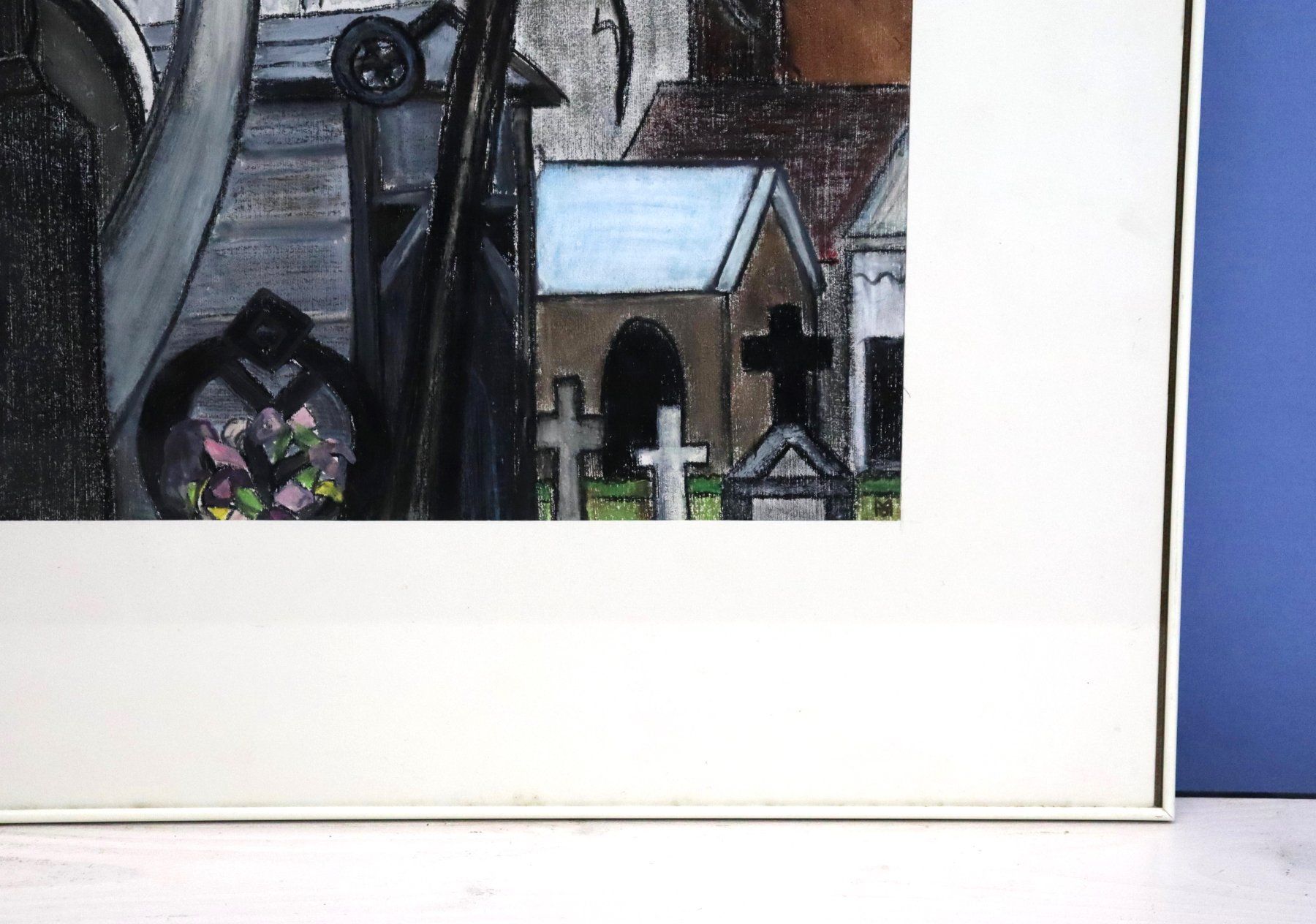 Gemälde: Monika Buchmann-Helbling, Mischtechnik, "Pariser Friedhof" – Gebraucht aus Zug von Kunst-Fundgrube 7