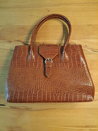 Handtasche Kroko-Optik braun, geräumig