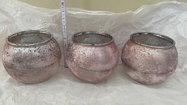 Windlichter Shabby Chic, rosa, 13x15cm, 3Stk.zusammen, Neu!