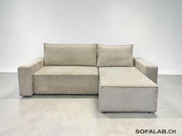 Ecksofa Hellbeige mit Schlaffunktion und Stauraum