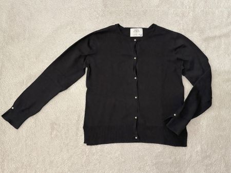 Zara Cardigan mit Perlen Baumwollpulli schwarz Gr. 152