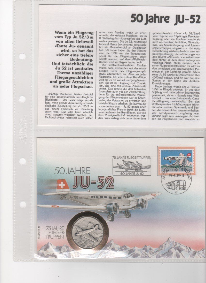 Tutti le monete: Numis Brief, 50 Jahre JU-52 – Usato da Muri AG venduto da rogana