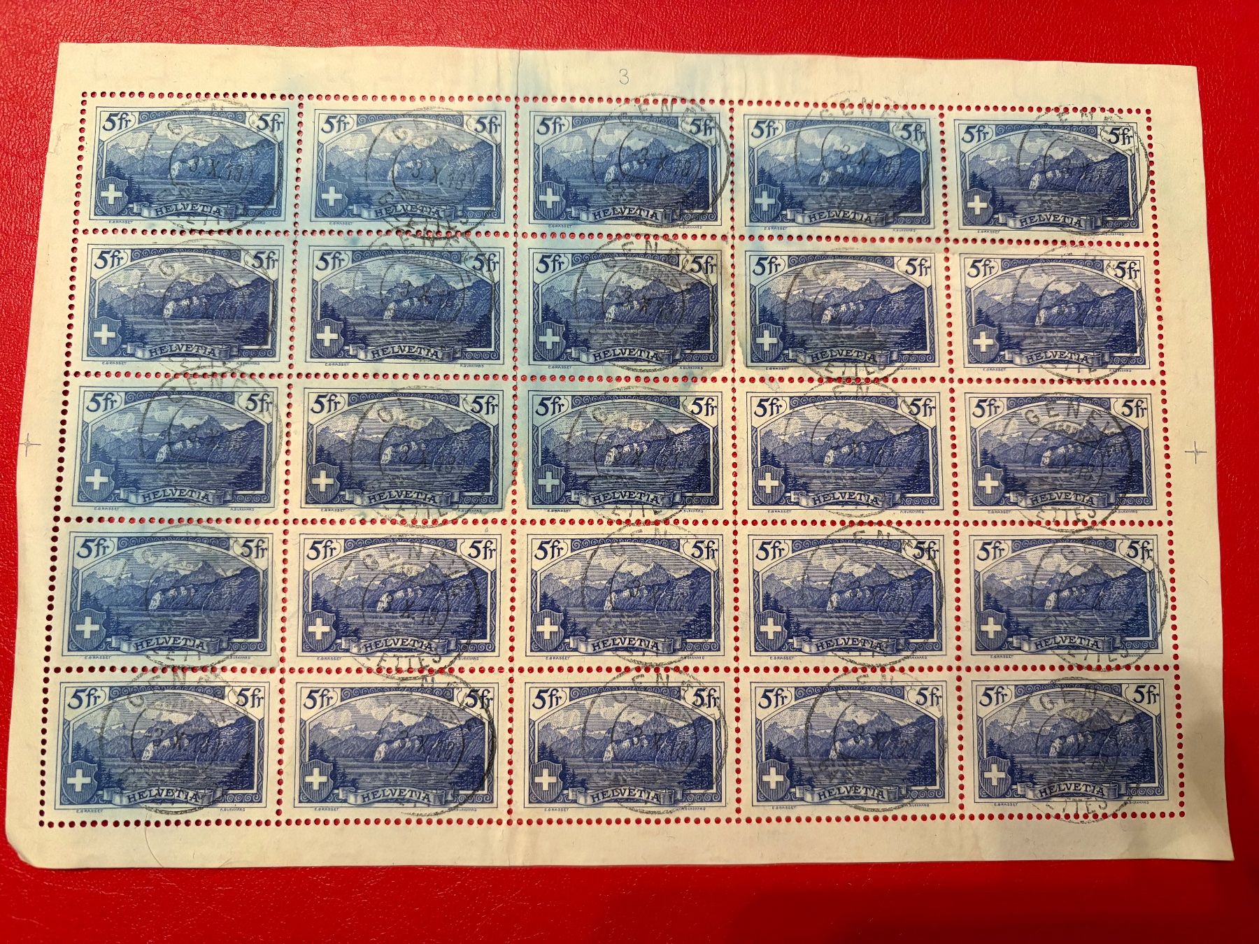 Tutti i francobolli: 1914 , Nr. 130, 25er-Kleinbogen – Usato da St-Légier-Chiésaz venduto da Theo006
