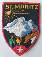 Vintage Badge Wappen St.Moritz Tourist ST. GALLER STICKEREI