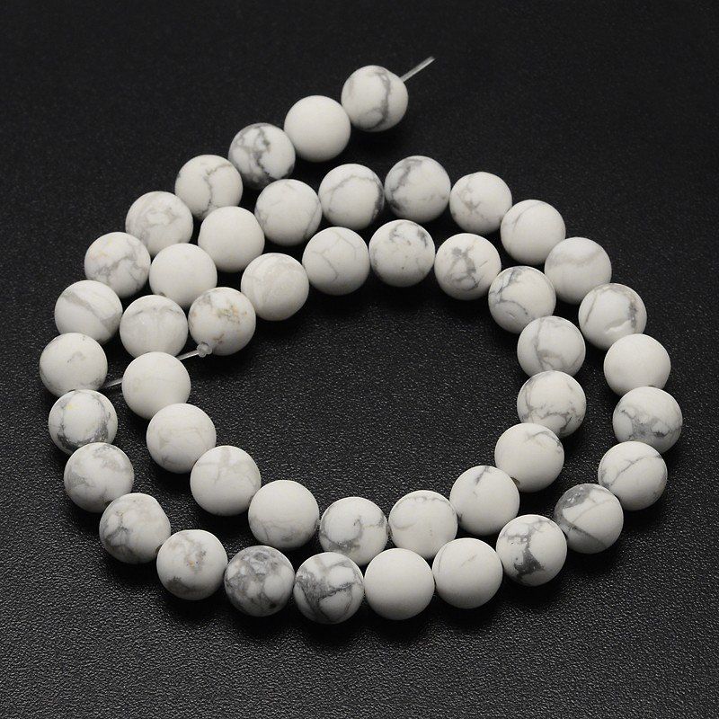 Pietre preziose: Howlite Perlen weiss natural matt 6mm – Nuovo (secondo la descrizione) da Alpnachstad venduto da perlengaby 1